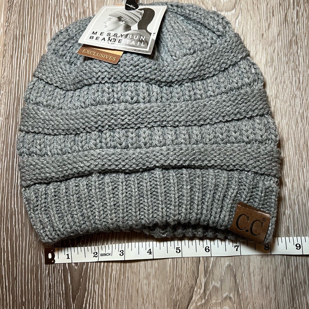 C.C Gray Cable-Knit Winter Hat - Picture 4 of 5